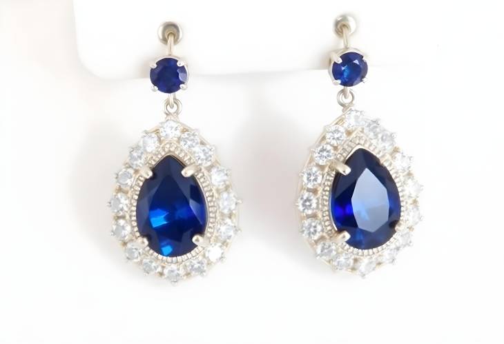 Gorgeous Blue Sapphire and Diamond Earrings